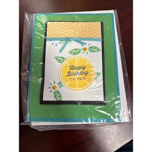 Handmade Lemon Slice Birthday Greeting Card In Cheerful Green & Yellow